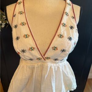 Free People Cream Textured Top